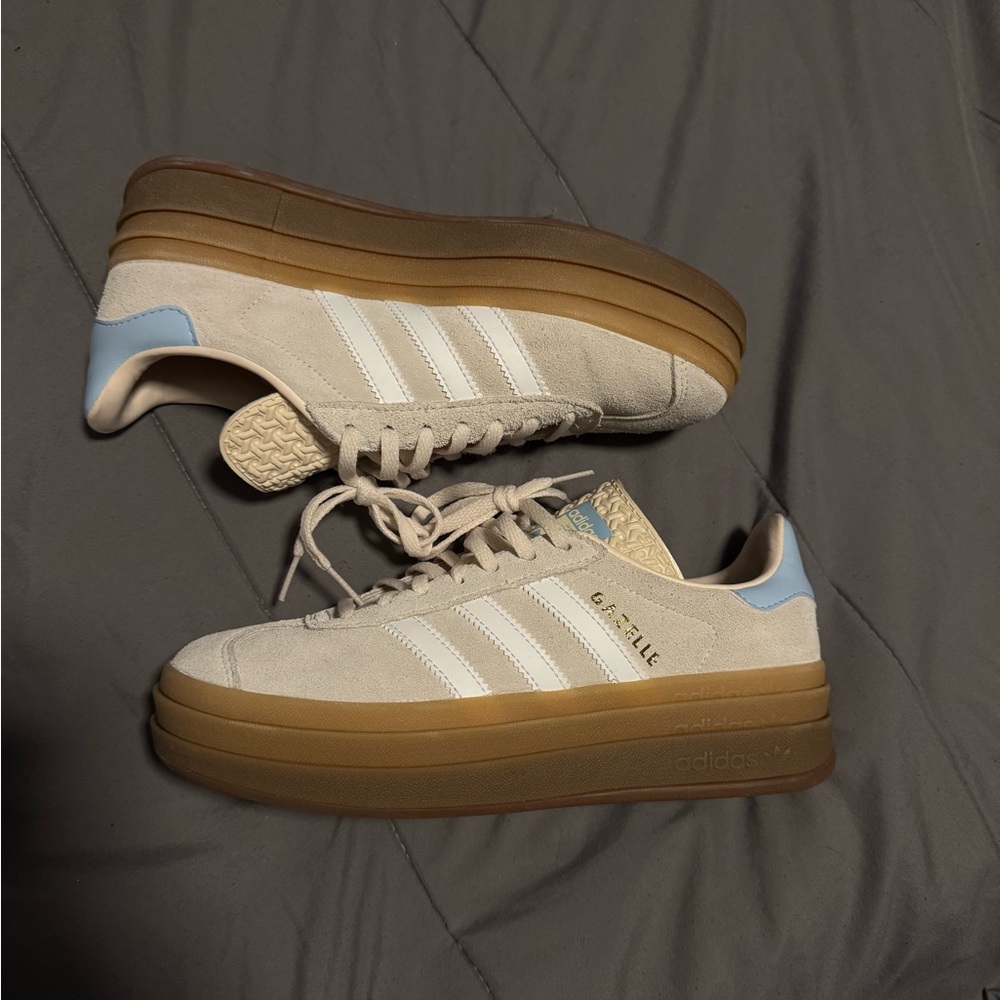 Adidas Gazelle Sneakers in Cream and Blue
